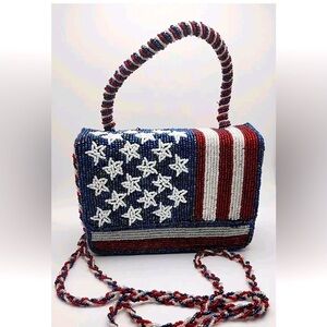 Beautiful Hand-Beaded American Flag  small purse by C. Marie